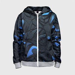 Толстовка на молнии детская Blue black abstract texture, цвет: 3D-меланж