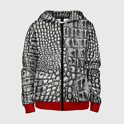 Толстовка на молнии детская Кожа крокодила - текстура, цвет: 3D-красный