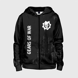 Толстовка на молнии детская Gears of War glitch на темном фоне: надпись, симво, цвет: 3D-черный
