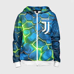 Детская толстовка на молнии Juventus blue green neon