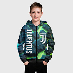 Толстовка на молнии детская Juventus green neon, цвет: 3D-черный — фото 2