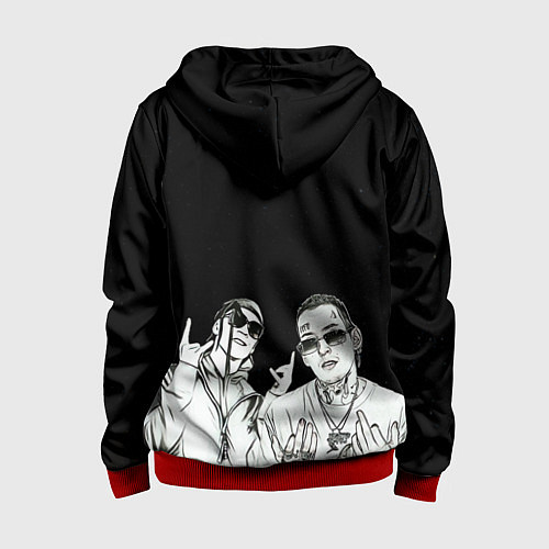 Детская толстовка на молнии Bandana - Kizaru and Big Baby Tape / 3D-Красный – фото 2