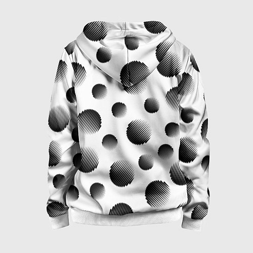 Детская толстовка на молнии Черные полосатые шары на белом / 3D-Белый – фото 2