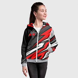 Толстовка на молнии детская Kawasaki - red uniform, цвет: 3D-меланж — фото 2