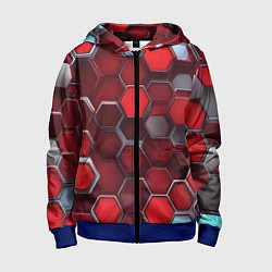 Детская толстовка на молнии Cyber hexagon red