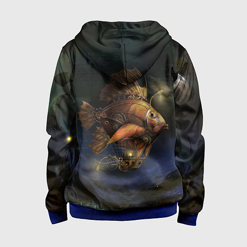 Детская толстовка на молнии Рыба-дирижабль в ночи / 3D-Синий – фото 2