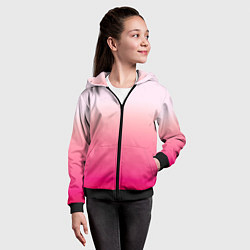 Толстовка на молнии детская Оттенки розового градиент, цвет: 3D-черный — фото 2