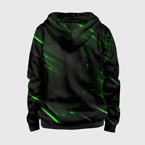 Детская толстовка на молнии Dark black green abstract / 3D-Черный – фото 2