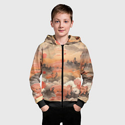 Толстовка на молнии детская Japen pattern, цвет: 3D-черный — фото 2