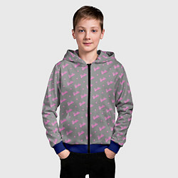 Толстовка на молнии детская Паттерн - Барби и серый фон, цвет: 3D-синий — фото 2