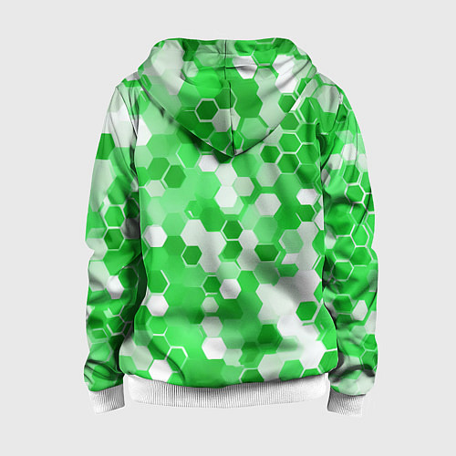 Детская толстовка на молнии Кибер Hexagon Зелёный / 3D-Белый – фото 2