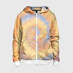 Толстовка на молнии детская Tie-Dye дизайн, цвет: 3D-белый