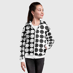 Толстовка на молнии детская Smiley black and white, цвет: 3D-белый — фото 2