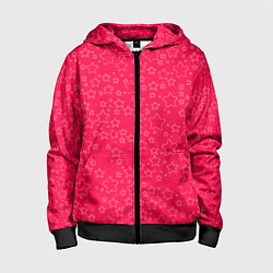 Толстовка на молнии детская Маленькие звёздочки красно-розовый, цвет: 3D-черный