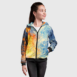 Толстовка на молнии детская Вода и пламя абстракция, цвет: 3D-черный — фото 2