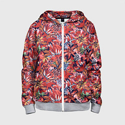 Детская толстовка на молнии Осенние цветы с пятнами