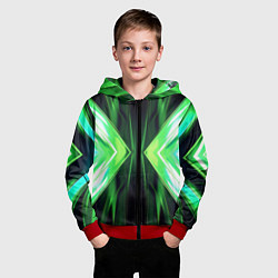 Толстовка на молнии детская Зеленые зеркальные плиты, цвет: 3D-красный — фото 2