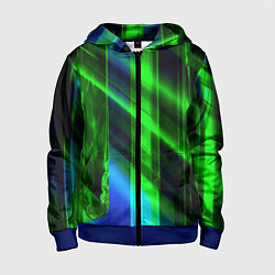 Толстовка на молнии детская Зеленая зеркальная абстракция, цвет: 3D-синий