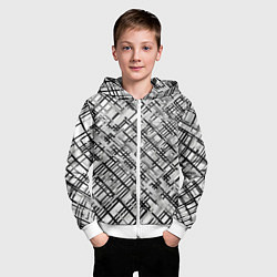 Толстовка на молнии детская Чёрно-белая сеть, цвет: 3D-белый — фото 2