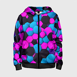Детская толстовка на молнии Узор черные розовые синии фигуры