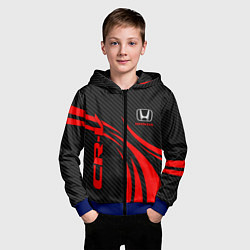 Толстовка на молнии детская Honda CR-V - красный и карбон, цвет: 3D-синий — фото 2