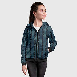 Толстовка на молнии детская Вертикальные полосы тёмно-зелёный, цвет: 3D-черный — фото 2