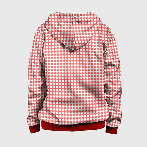 Детская толстовка на молнии Шахматка бледно-красный / 3D-Красный – фото 2