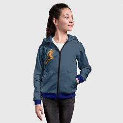 Толстовка на молнии детская Золотой бегущий человек, цвет: 3D-синий — фото 2