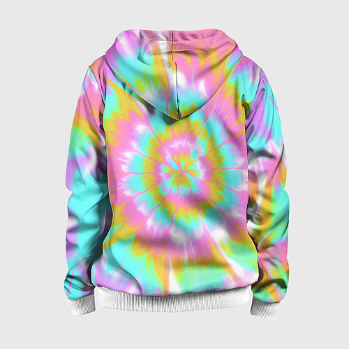 Детская толстовка на молнии Tie-Dye кислотный в стиле барби / 3D-Белый – фото 2