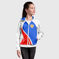 Толстовка на молнии детская Герб РФ - white sport, цвет: 3D-белый — фото 2