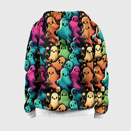 Детская толстовка на молнии Паттерн с разноцветными приведениями / 3D-Белый – фото 2