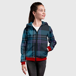 Толстовка на молнии детская Клетка бирюзово-черная, цвет: 3D-красный — фото 2