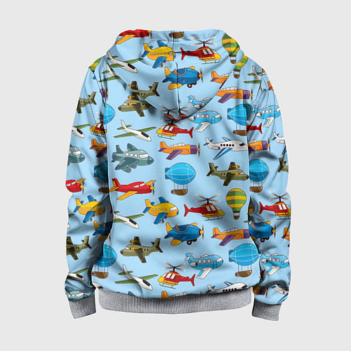 Детская толстовка на молнии Самолёты и вертолёты / 3D-Меланж – фото 2