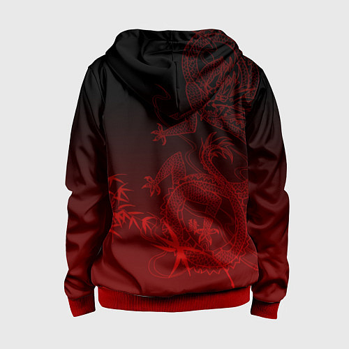 Детская толстовка на молнии Дракон в градиенте / 3D-Красный – фото 2