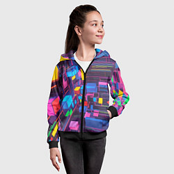 Толстовка на молнии детская Пространство с кубами, цвет: 3D-черный — фото 2