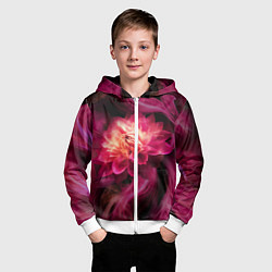Толстовка на молнии детская Розовый цветок в огне - нейросеть, цвет: 3D-белый — фото 2