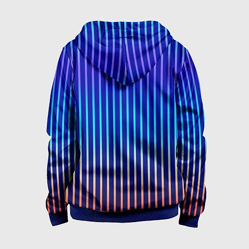 Детская толстовка на молнии Полосатый синий градиент / 3D-Синий – фото 2