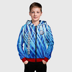 Толстовка на молнии детская Volkswagen - синий камуфляж, цвет: 3D-красный — фото 2