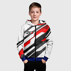 Толстовка на молнии детская Mass effect - white uniform n7, цвет: 3D-синий — фото 2