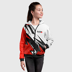 Толстовка на молнии детская N7 mass effect - white and red, цвет: 3D-черный — фото 2