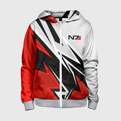 Детская толстовка на молнии N7 mass effect - white and red