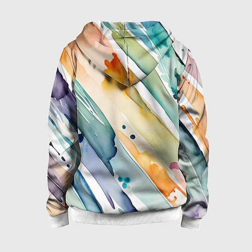 Детская толстовка на молнии Цветный акварельные мазки - нейросеть / 3D-Белый – фото 2