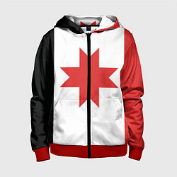 Толстовка на молнии детская Флаг Удмуртии, цвет: 3D-красный