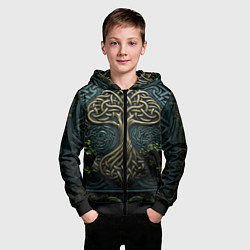 Толстовка на молнии детская Дерево друидов, цвет: 3D-черный — фото 2