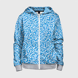 Толстовка на молнии детская Белые узоры на синем фоне, цвет: 3D-меланж