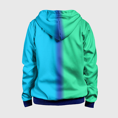 Детская толстовка на молнии Сине зелёный светлый градиент / 3D-Синий – фото 2
