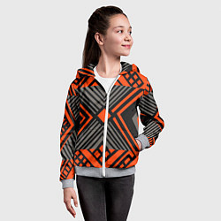 Толстовка на молнии детская Узор в этническом стиле племени масаев, цвет: 3D-меланж — фото 2