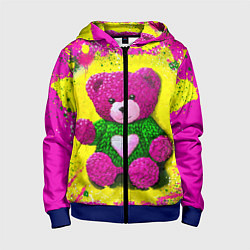 Детская толстовка на молнии Розовый мишка в вязаном свитере