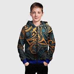 Толстовка на молнии детская Абстрактный узор в викингском стиле, цвет: 3D-синий — фото 2