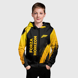 Толстовка на молнии детская Forza Horizon - gold gradient вертикально, цвет: 3D-черный — фото 2